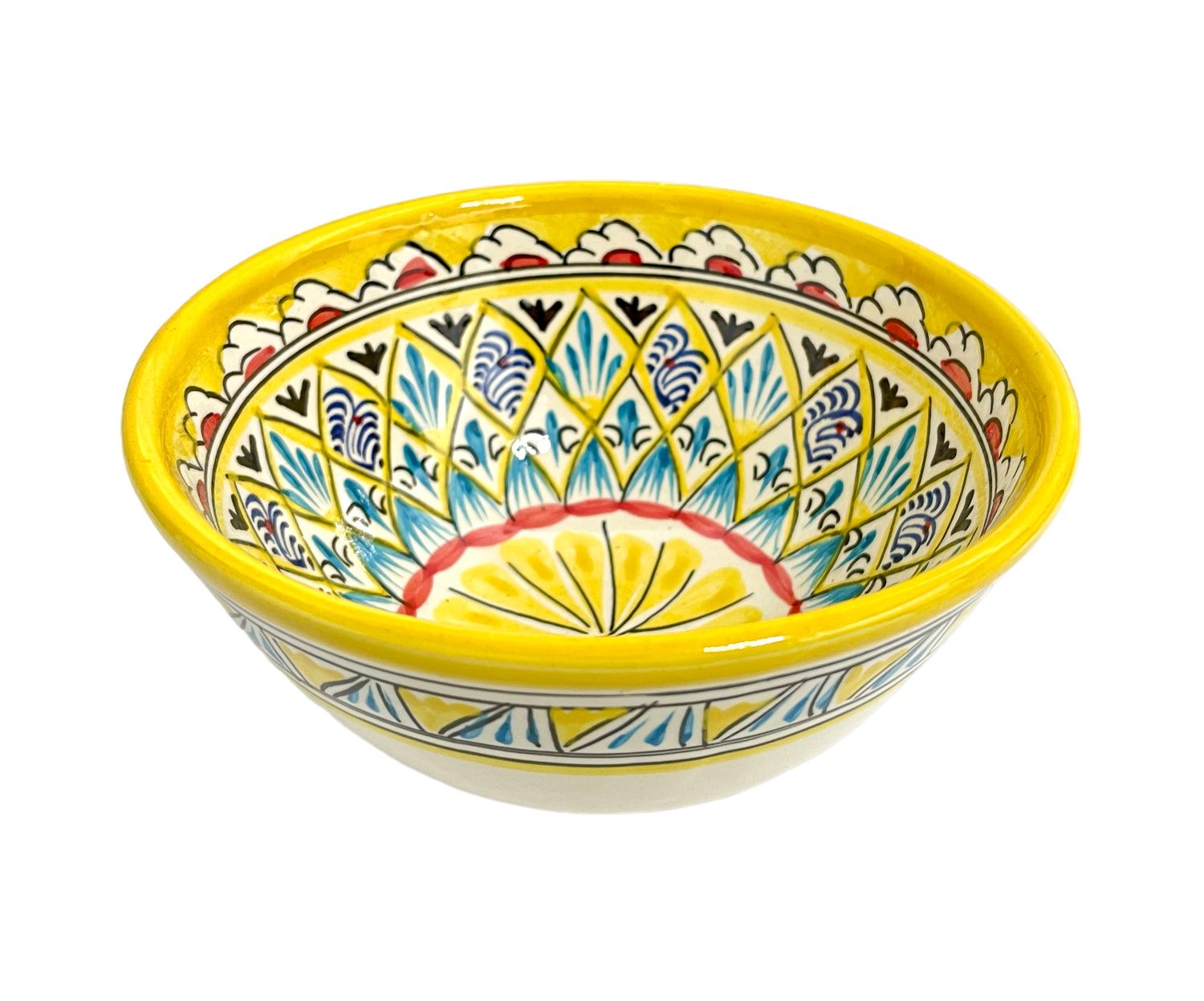 Handmade Bowl/Kosa 11 cm, 130 ml. for tea, spices, “Mechrob”, yellow pattern
