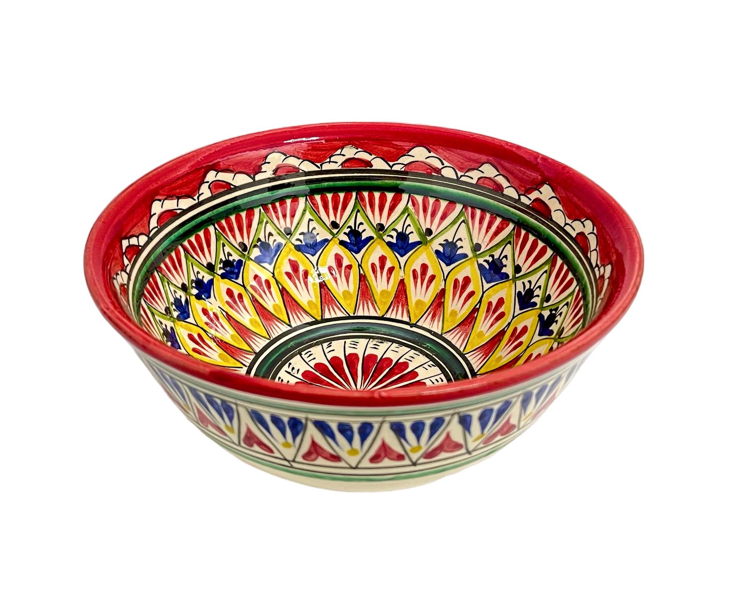 Handmade Bowl/Kosa 11 cm, 130 ml. for tea, spices, “Mechrob”, red pattern