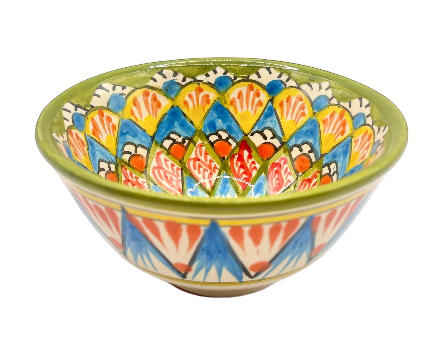 Handmade Bowl/Kosa 11 cm, 130 ml. for tea, spices, “Mechrob”, green pattern