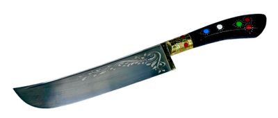 Uzbek knife Pchak, ebonite handle, with engraving, blade 17 cm, total length 29 cm.