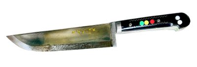 Uzbek knife Pchak, organic glass handle, with engraving, blade 16 cm, total length 27 cm.