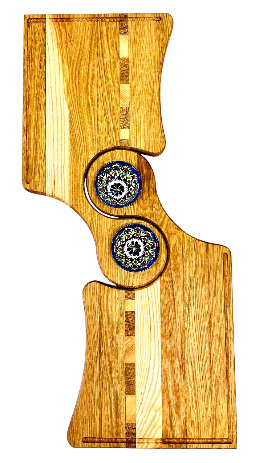 Wooden cutting boards (set of 2) with bowls
