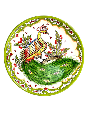 Handmade Legan 37 cm “Peafowl”, glazed ceramic
