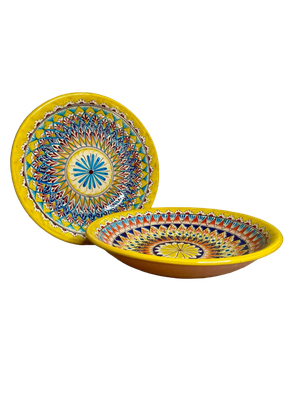 Handmade Legan 34 cm "Mehrob" deep, yellow pattern