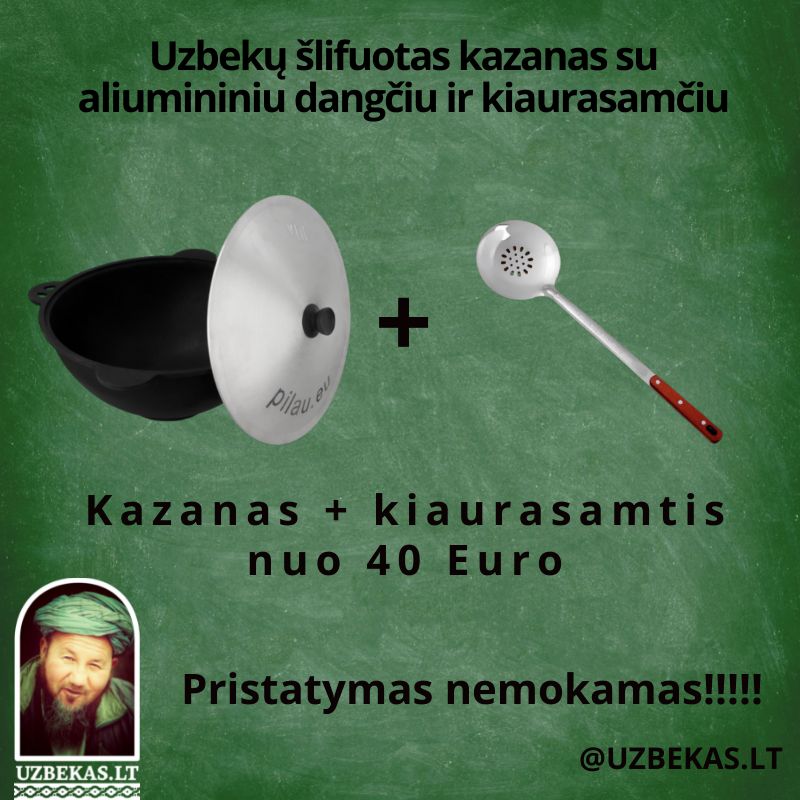 Set - Uzbek polished Kazan 8-10-12-16-22 l, flat bottom, with skimmer