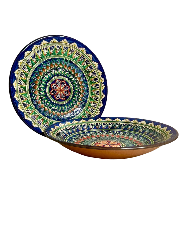 Handmade Legan 34 cm "Mehrob" deep, blue pattern