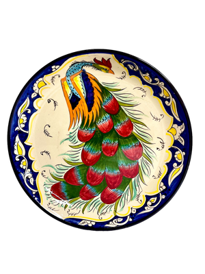 Handmade Legan 37 cm “Peafowl”, glazed ceramic