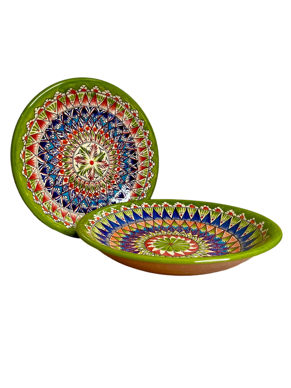 Handmade Legan 34 cm "Mehrob" deep, green pattern