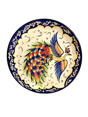 Handmade Legan 37 cm “Peafowl”, glazed ceramic