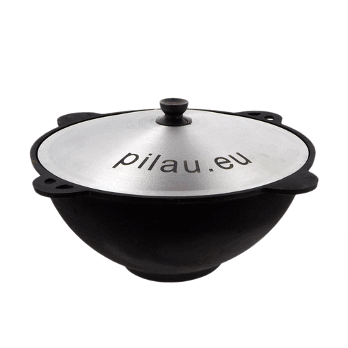 Uzbek polished Kazan with a flat bottom, handmade, 12 liters. With lid