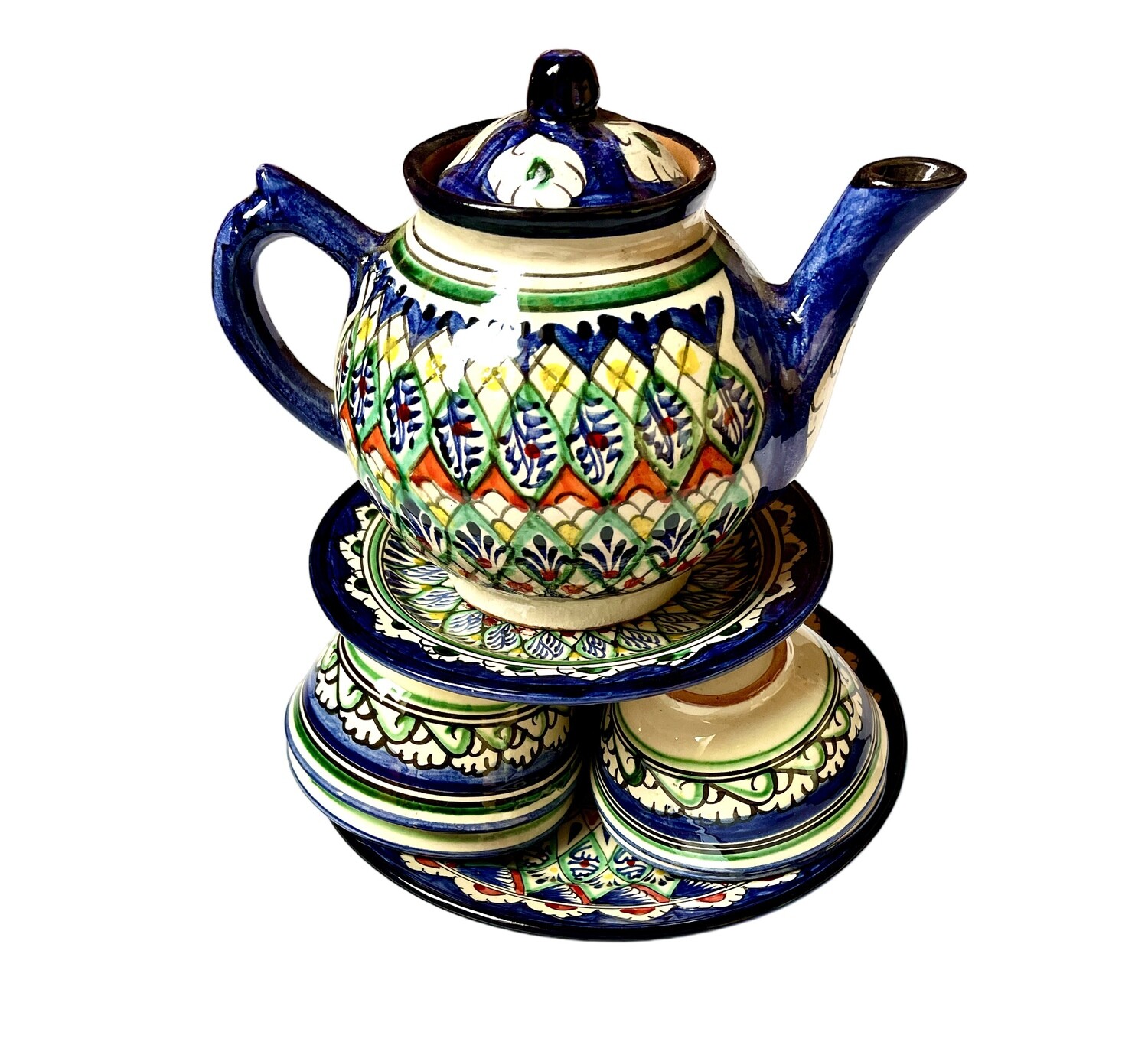 Handmade Tea Set “Mechrob”, blue pattern