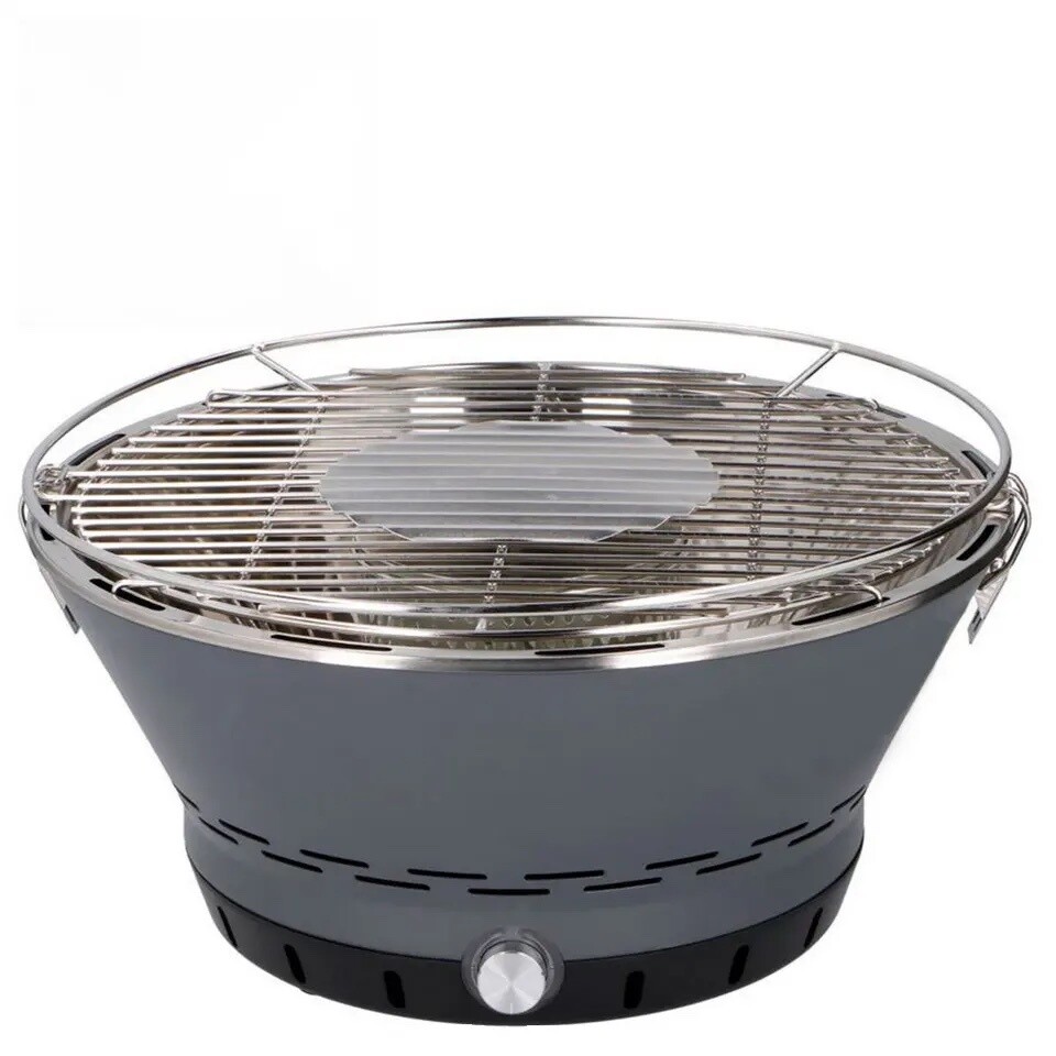 Charcoal grill with electric fan and carrying bag