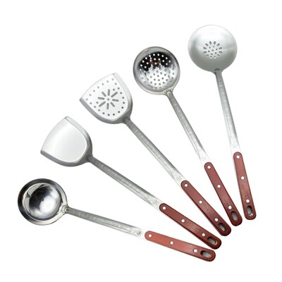 Skimmer 46 cm, Ladle 46 cm, Perforated ladle 44 cm, Solid turner 45 cm, Slotted turner 45 cm