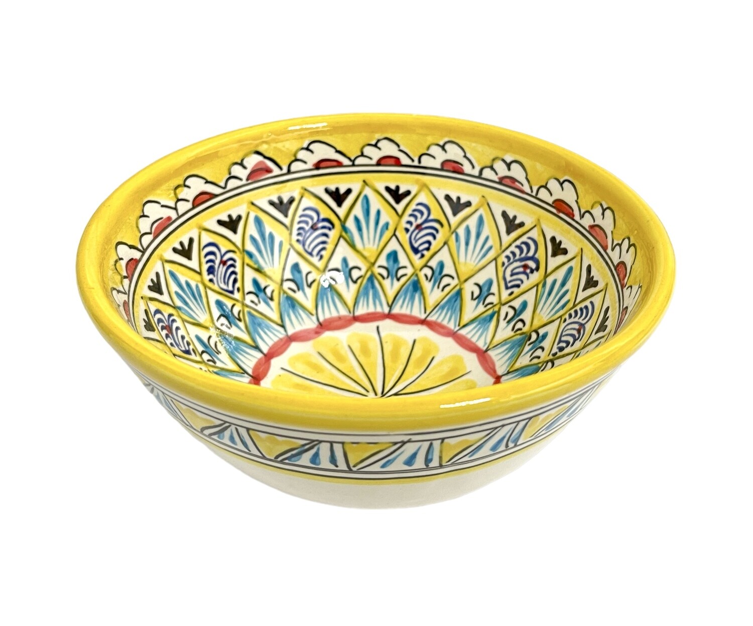 Handmade Bowl/Kosa 15 cm, 500 ml. for tea, spices, “Mechrob”, yellow pattern