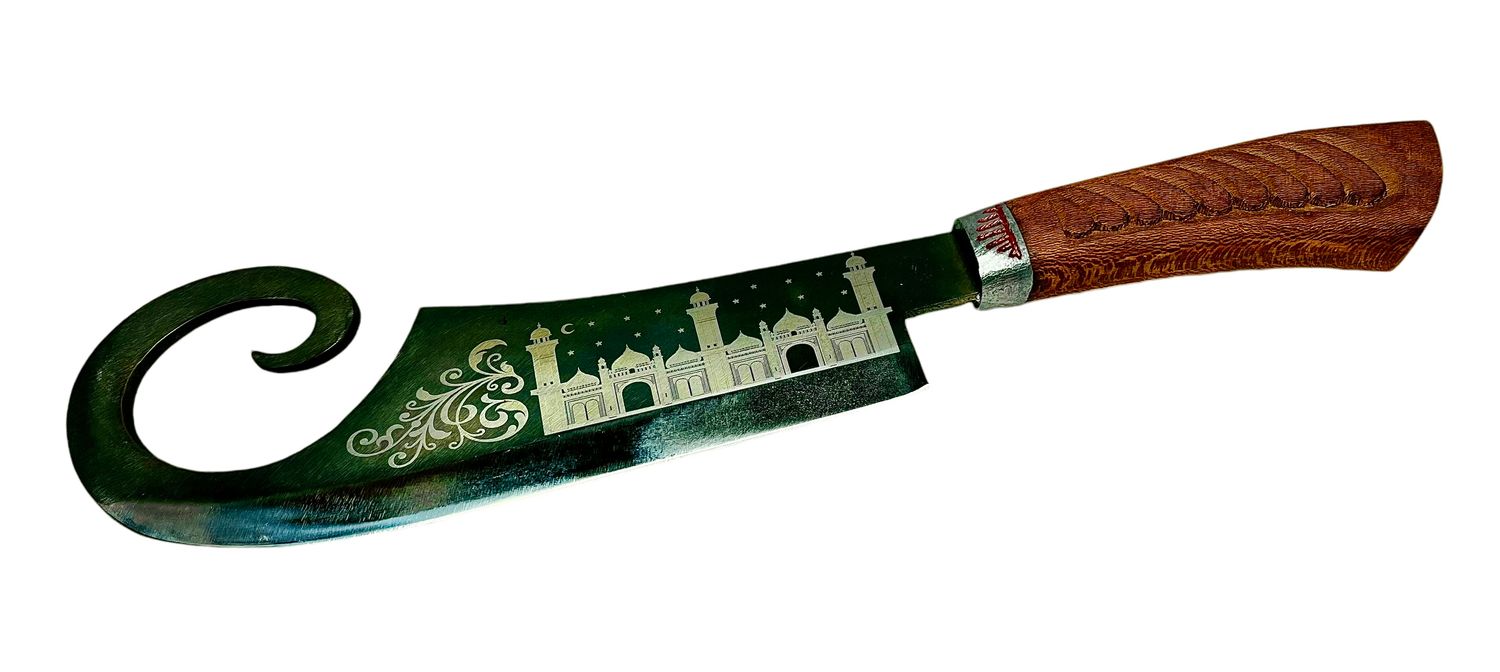 Uzbek axe Pchak, cherry handle, with engraving, blade 25 cm, total length 39 cm.