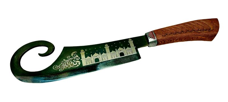 Uzbek axe Pchak, cherry handle, with engraving, blade 25 cm, total length 39 cm.