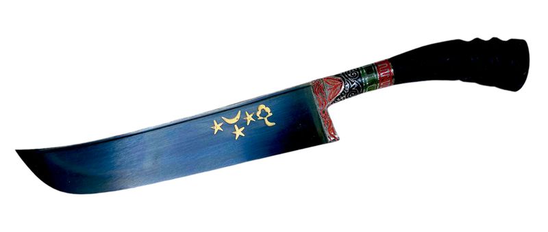 Uzbek knife Pchak, Saigak handle, with engraving, blade 17 cm, total length 28-29 cm.