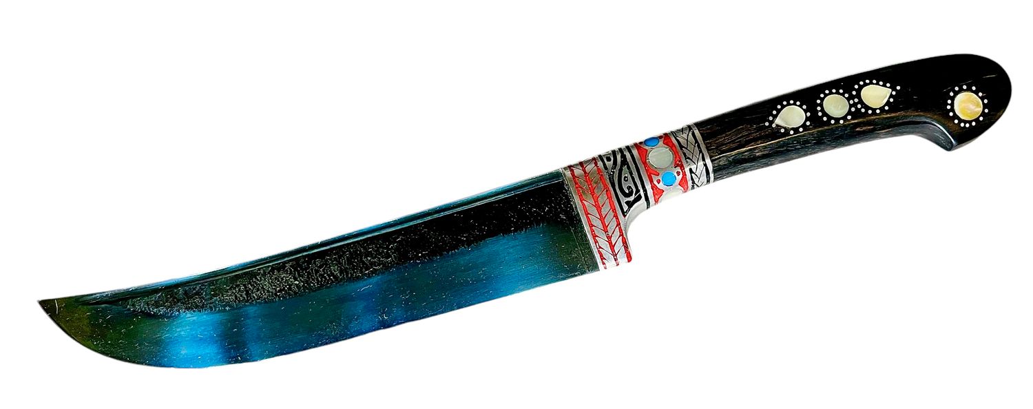 Uzbek knife Pchak, ebonite handle, blade 14 cm, total length 26-27 cm.