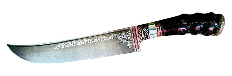Uzbek knife Pchak, ebonite handle, with engraving, blade 18 cm, total length 30 cm.