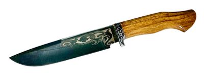 Uzbek knife Pchak, walnut handle, with engraving, blade 17 cm, total length 29-30 cm.