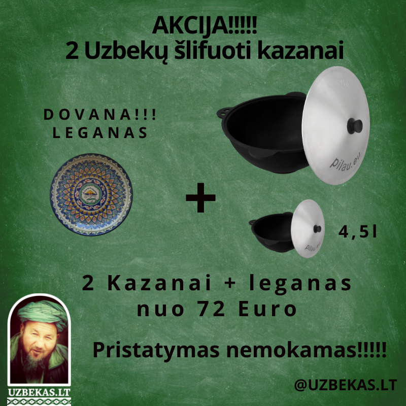 Set - Uzbek polished Kazan 12-16-22 l, flat bottom + 4,5 l Kazan, Legan