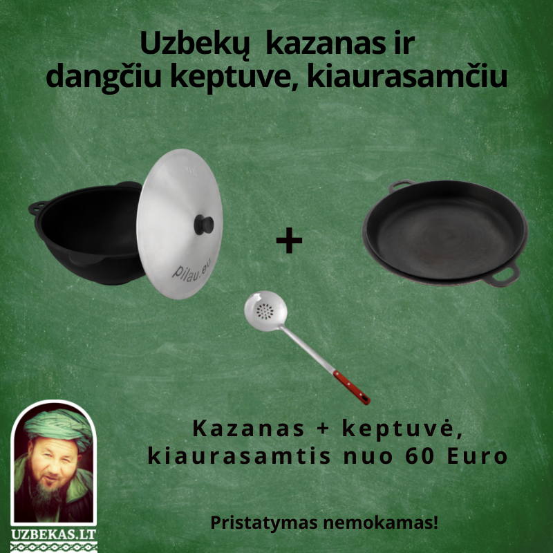 Set - Uzbek polished Kazan 6-8-10-12-16-22 l, with aluminum lid, flat bottom, polished cast lid pan, with skimmer