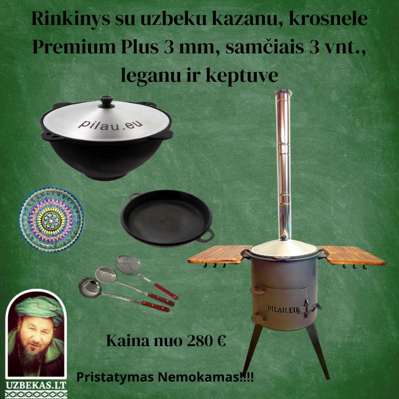 Set- Fire stove “Premium Plus” with shelf, uzbek polished Kazan with a flat bottom, 8-10-12-16-22 liters, with aluminum cover, skimmer 46 cm, ladle 46 cm, skimmer-colander 46 cm, Legan (plate), uzbek polished cast lid pan Set- Fire stove “Premium Plus” with shelf, uzbek polished Kazan with a flat bottom, 8-10-12-16-22 liters, with aluminum cover, skimmer 46 cm, ladle 46 cm, skimmer-colander 46 cm, Legan (plate), uzbek polished cast lid pan