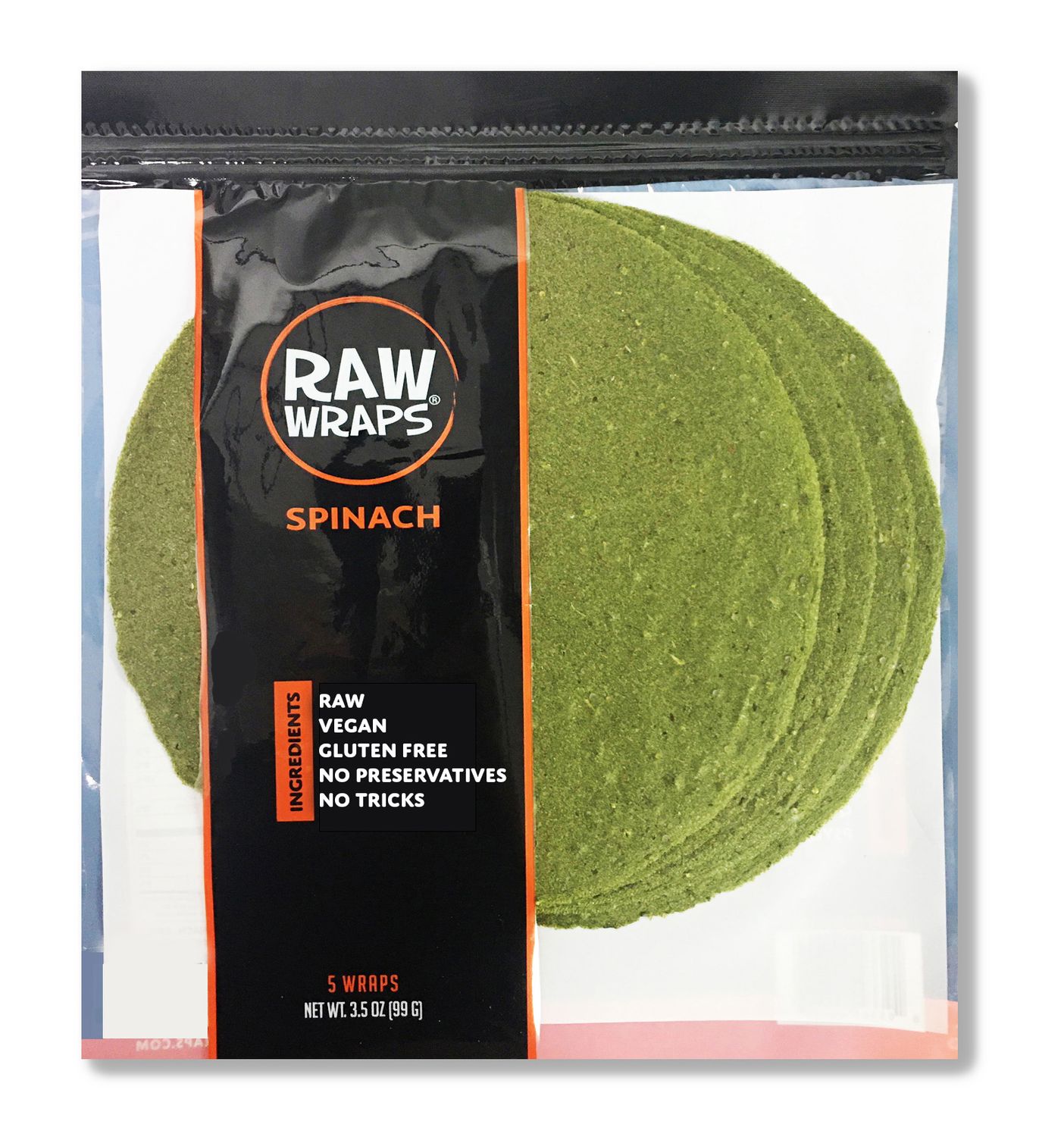 Spinach Wraps- 5 wraps per bag