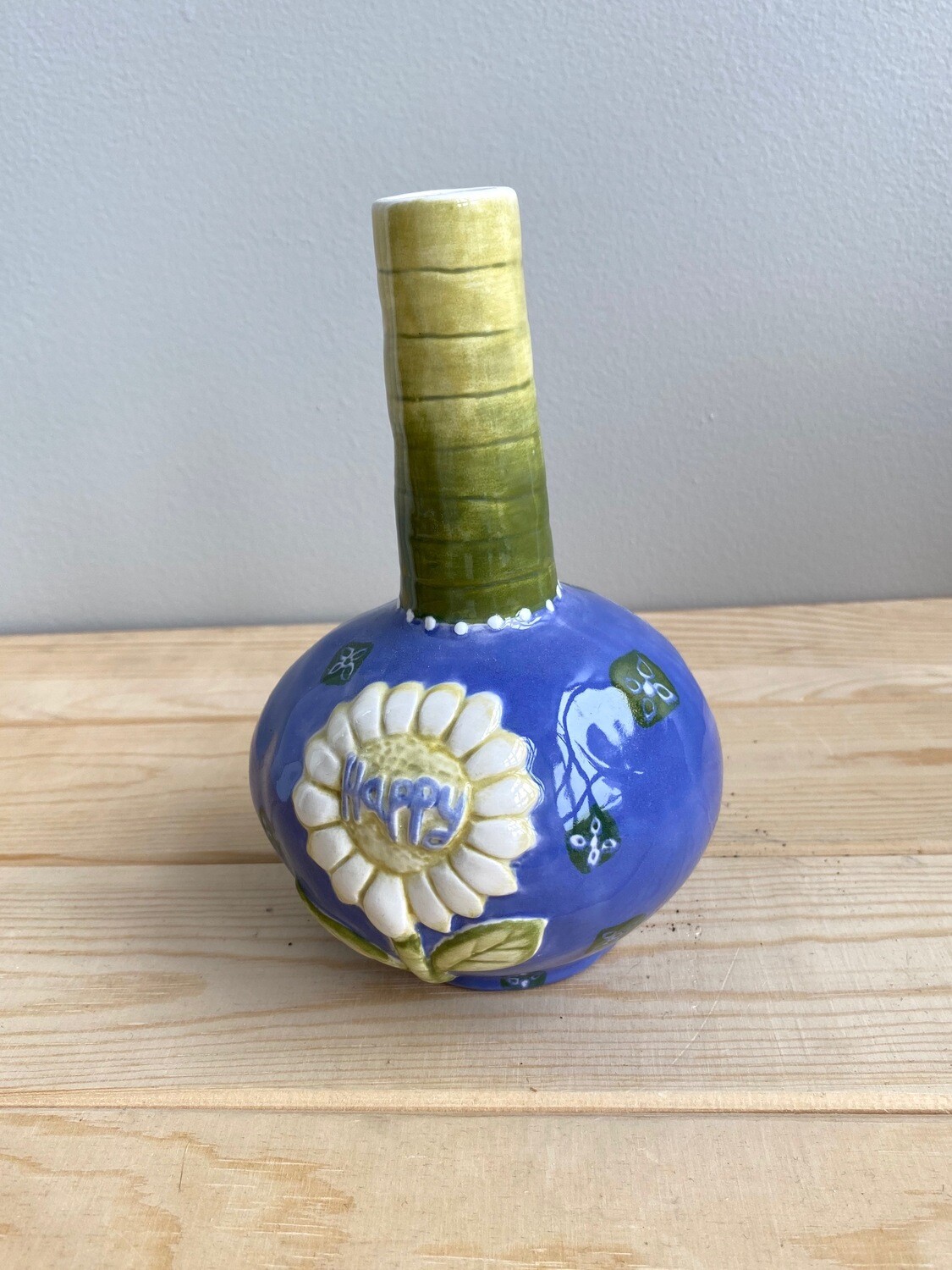 Blue & Greens Daisy Bud Vase- Sample Sale