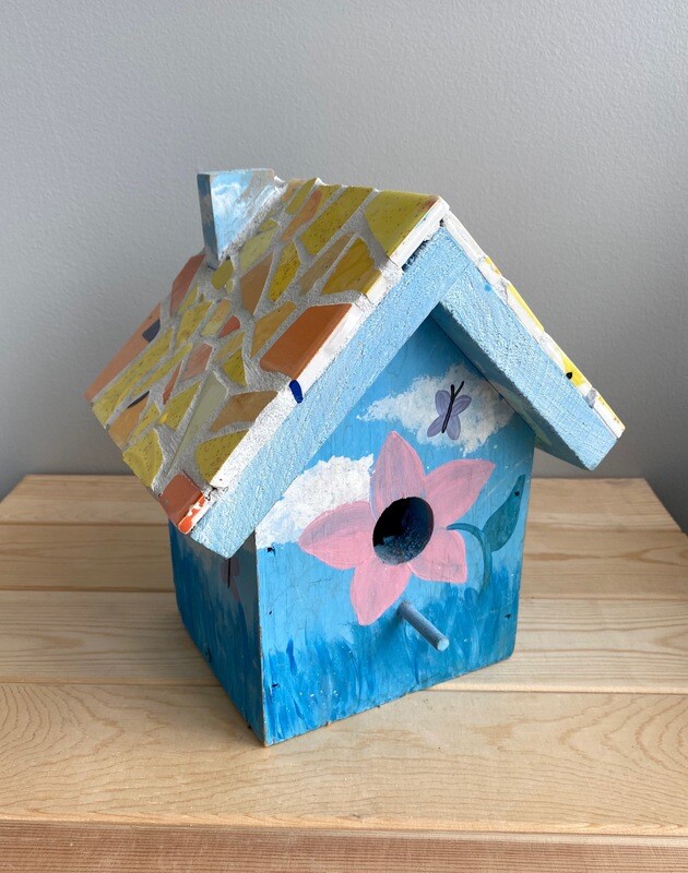 Mosaic Wooden Bird House - Sample Sale