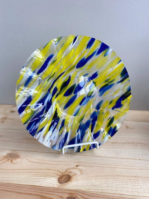 Yellow &amp; Blue Art Glass Bowl  - Sample Sale