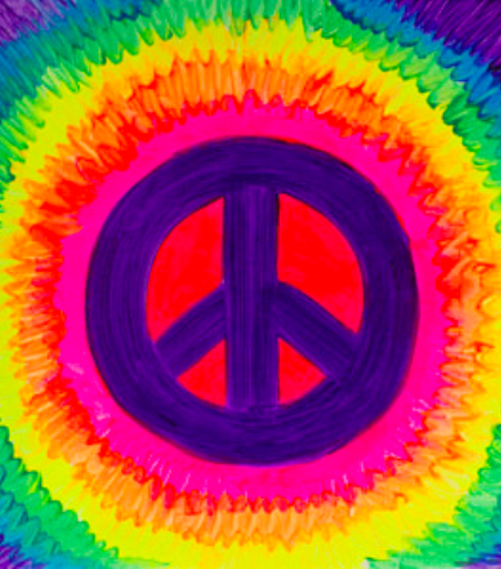 Camp in a Bag! Tie Dye Peace Sign Canvas