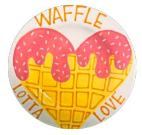 Camp in a Bag! Waffle Lotta Love Rimmed Dinner Plate - Pick up Curbside