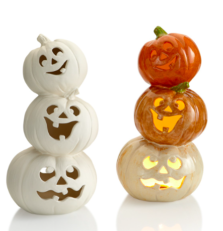 Stacked Lighted Pumpkins