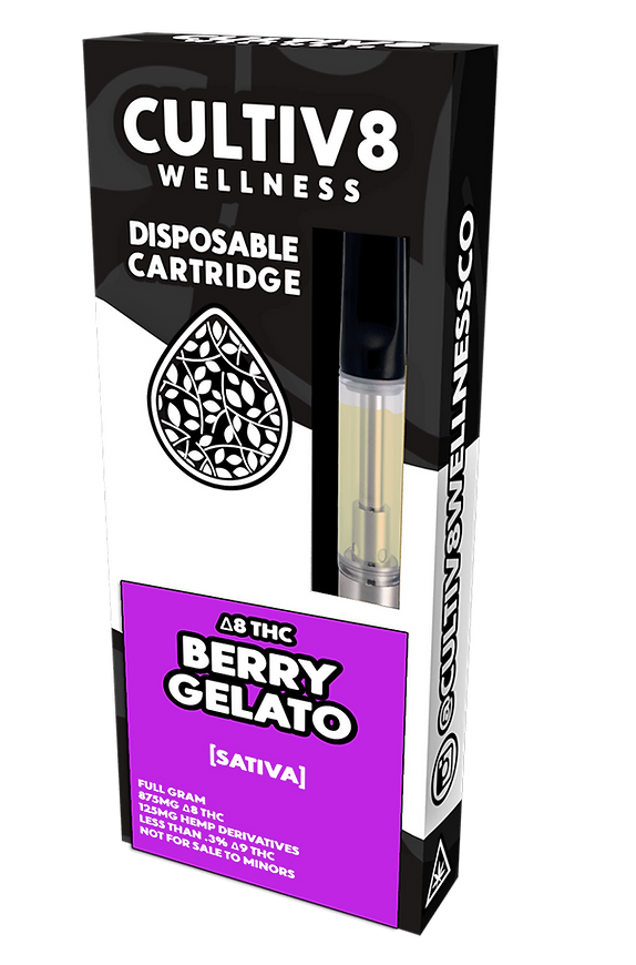 Cultiv8 Wellness Delta 8 Berry Gelato Cart 1g
