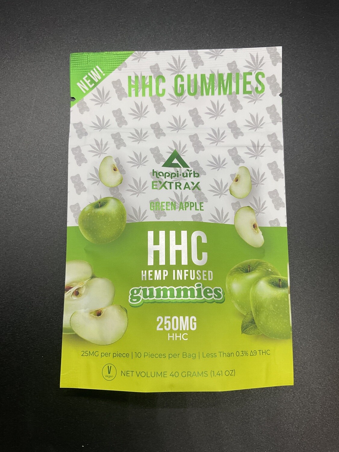 25mg Happi Urb Extrax HHC  Green Apple 250mg Gummy Edible