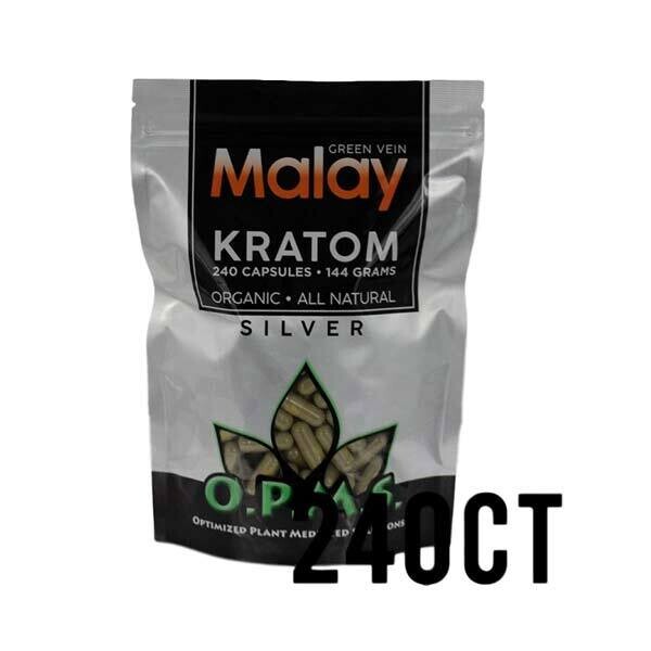 O.P.M.S. Kratom Silver Green Vein Malay 240 Caps 