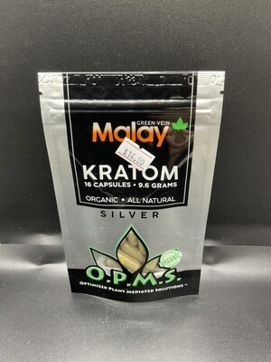 O.P.M.S. Kratom Silver Green Vein Malay 16 Caps