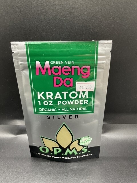 O.P.M.S. Kratom Silver Green Vein Maeng Da Powder 1oz