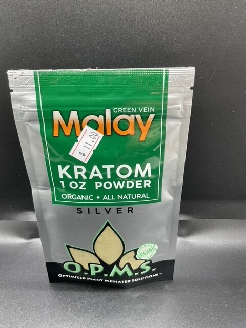 O.P.M.S. Kratom Silver Green Vein Malay Powder 1oz