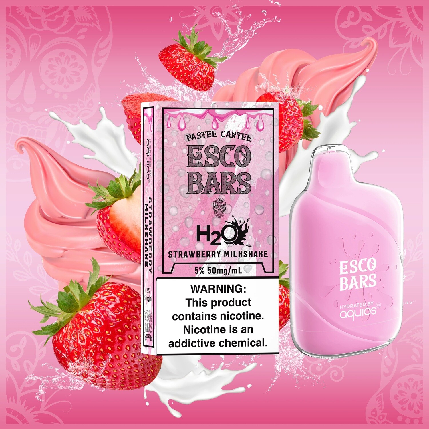 NIC - Esco Bars Water Base 6000 Puffs Strawberry Milkshake