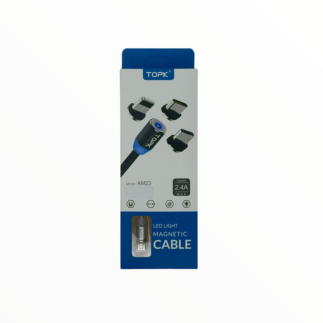 Cables TOPK Cable De 1 Metros Magnetico Micro + Lighting + Tipo C - Plateado