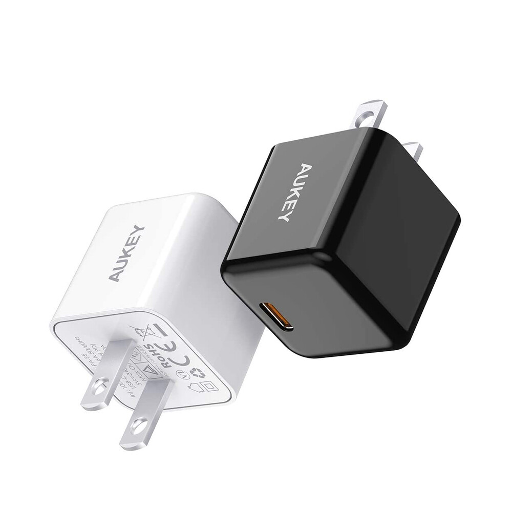  AUKEY 2-cubos de  20W Ultra Compact  PD Wall Charger  (WH+WH)