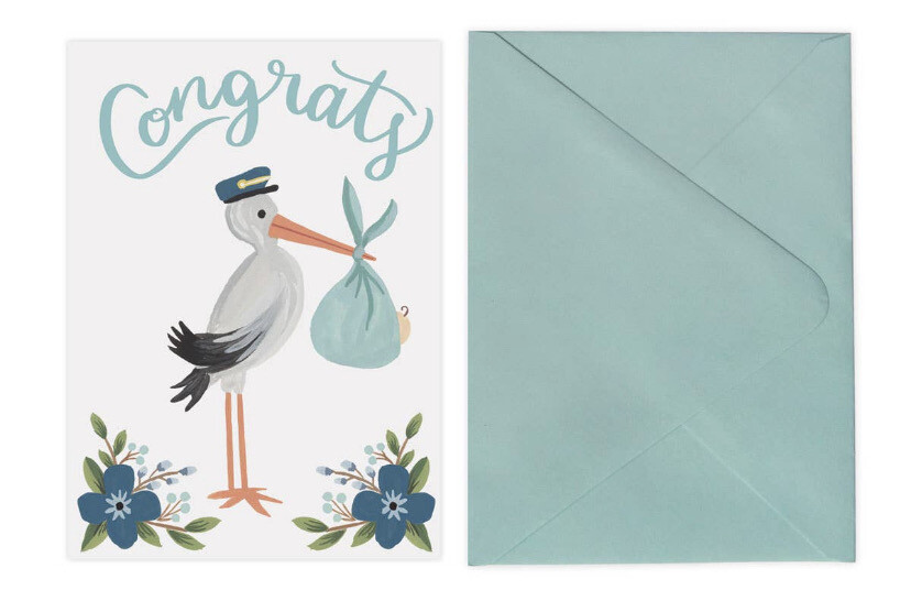 Stork Congrats- Card &amp; Envelope