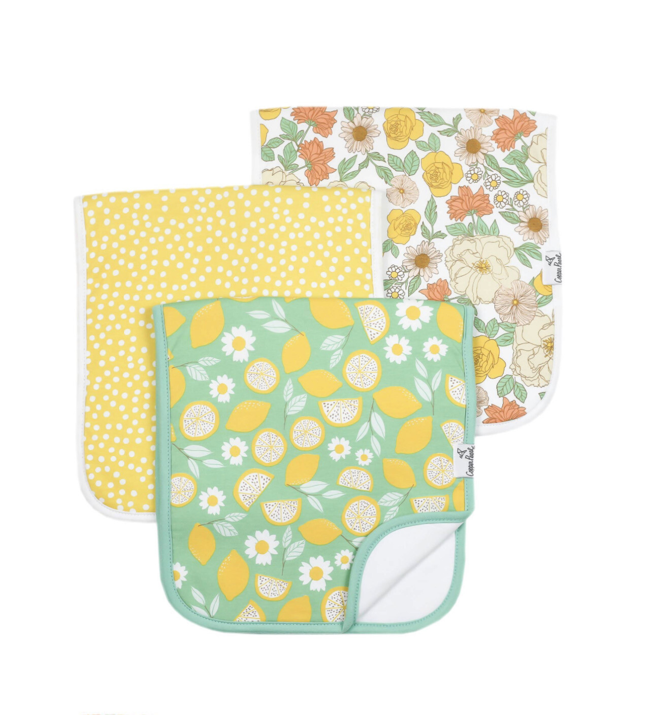 Copper Pearl "Lemon" Burp Cloth Set