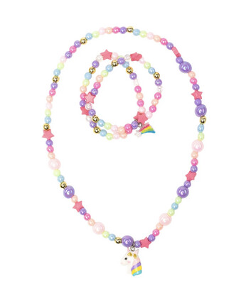 Cheerful Starry Unicorn Necklace &amp; Bracelet Set