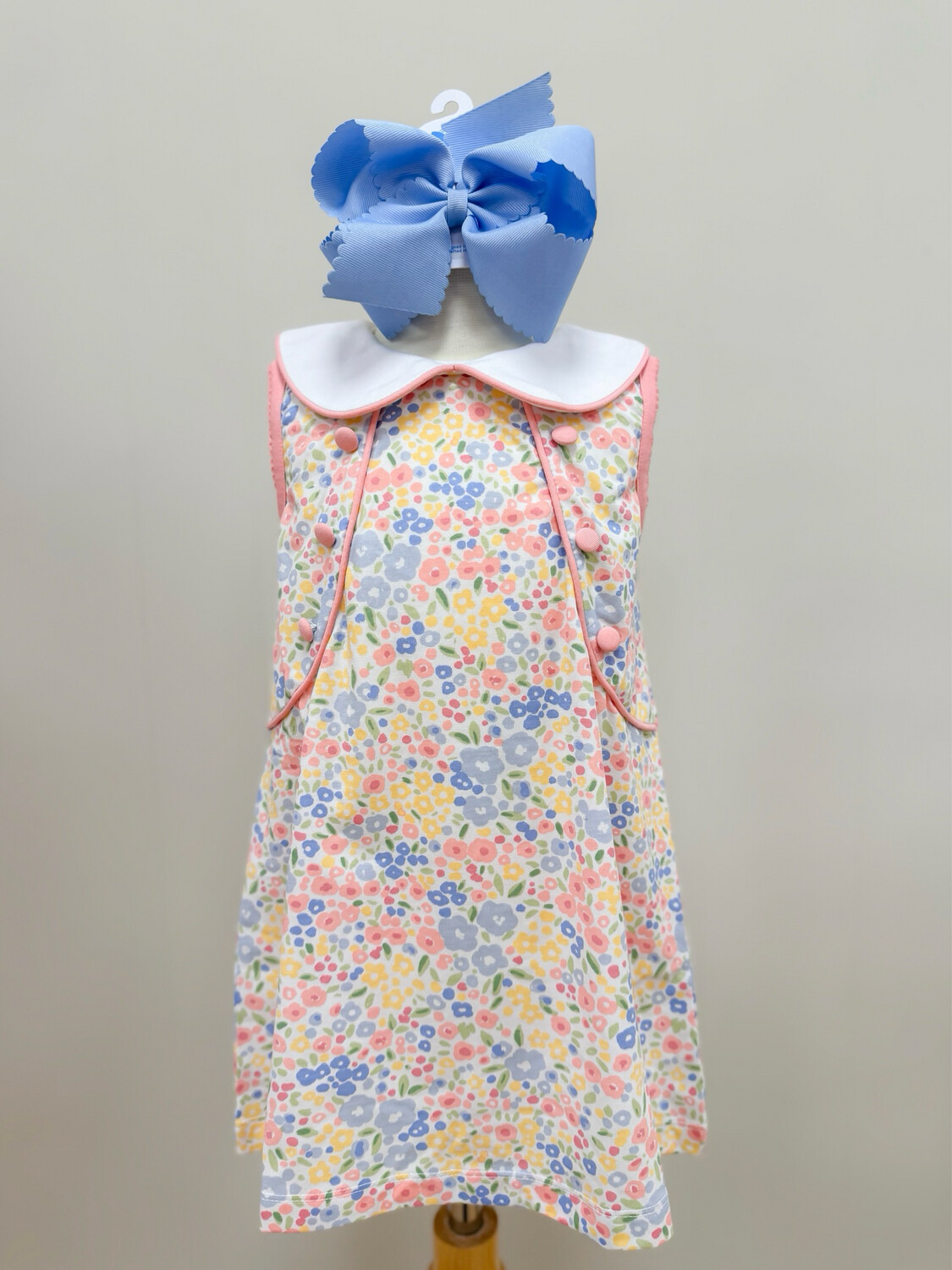 Sadie 3 Button Dress- Pink/Blue Floral