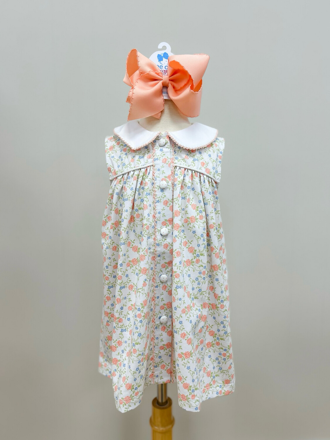 Peach Floral Button Dress
