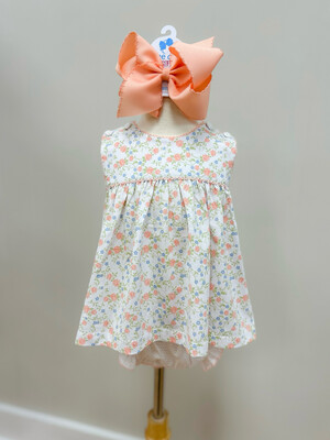 Peach Floral Button Top &amp; Bloomer Set