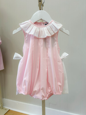 Pleated Collar Pink Bow Bubble